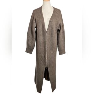 Modern Citizen Brown Zip Maxi Cardigan Sweater